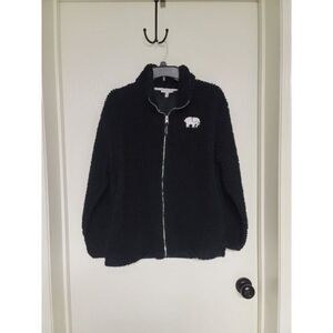 ~ womens black full zip ivory ella elephant sweatshirt